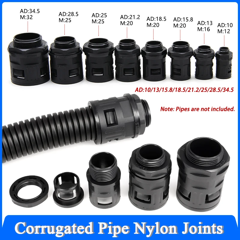 AD13 15.8 18.5 21.2 25 28.5 34.5mm Nylon Corrugated Tube Connectors Bellows Pipe Joint End Fittings Plastic Conduit Gland
AD13 15.8 18.5 21.2 25 28.5 34.5mm Nylon Corrugated Tube Connectors Bellows Pipe Joint End Fittings Plastic Conduit Gland