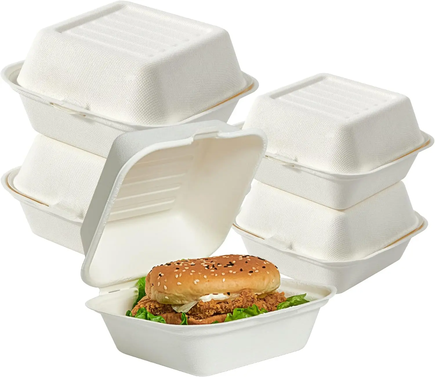 200 Pack Compostable Clamshell Food Containers, 6x6 Inch Disposable To-Go Boxes for Salad, Cake, Sandwiches
200 Pack Compostable Clamshell Food Containers, 6x6 Inch Disposable To-Go Boxes for Salad, Cake, Sandwiches