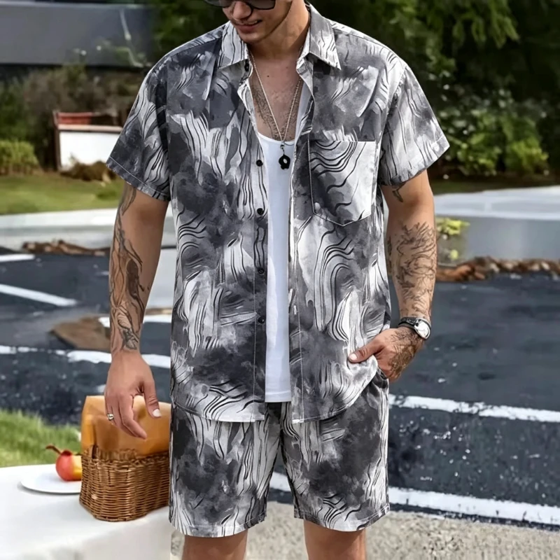Men's Hawaiian Short-Sleeved Shirt Shorts Sets Summer Daily Travel Shirts Beach Casual Drawstring Shorts Jungle Print Suit Sets
Men's Hawaiian Short-Sleeved Shirt Shorts Sets Summer Daily Travel Shirts Beach Casual Drawstring Shorts Jungle Print Suit Sets