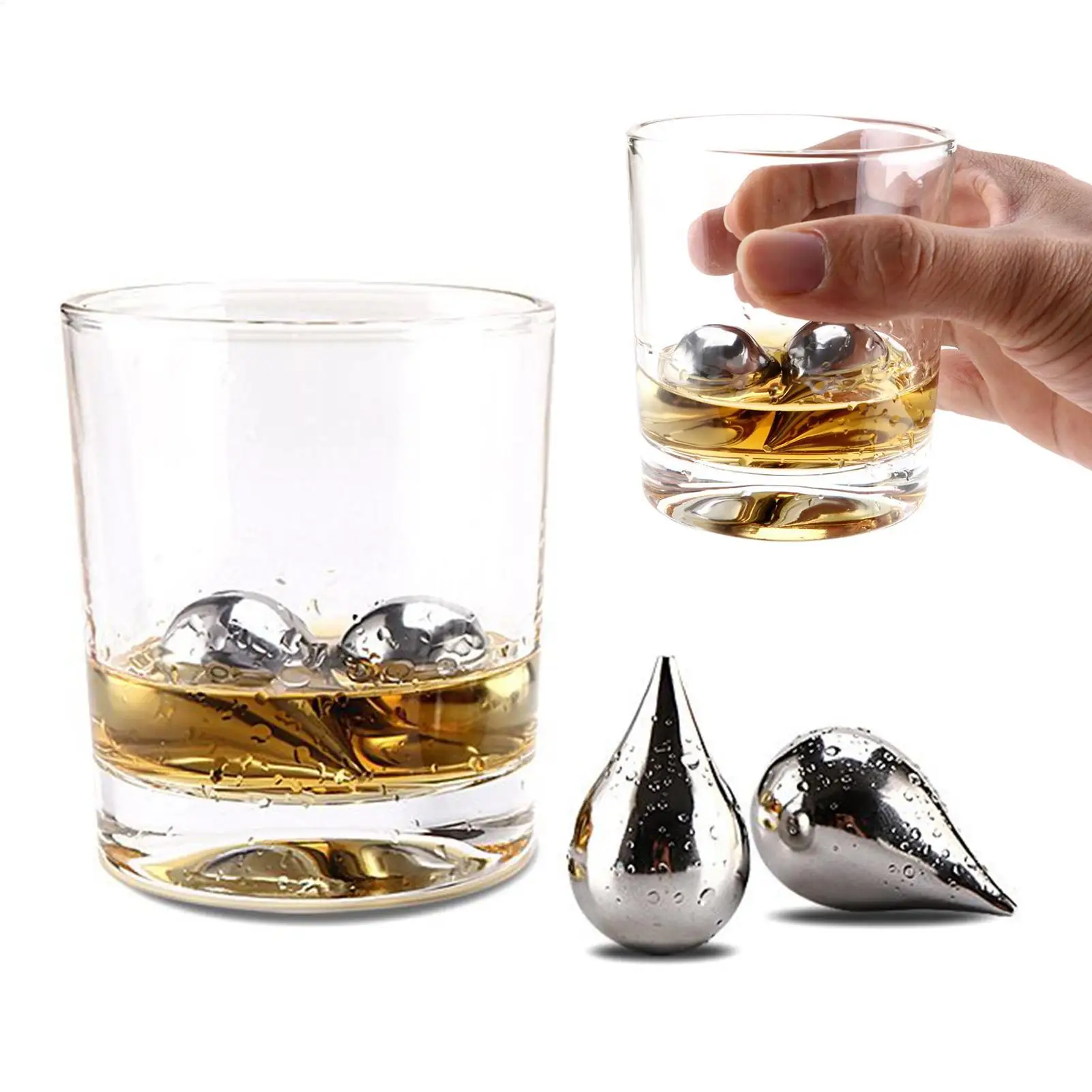 Стальной ледяной блок, 6 шт., многоразовые капли воды, камни для виски, охлаждающие камни для вечеринок на новоселье, день отца, газовая вода