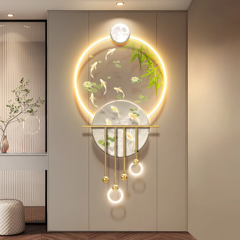 Light luxury nine fish decorative painting, with a high-end feel, hanging in the corridor under the illumination of lights
Light luxury nine fish decorative painting, with a high-end feel, hanging in the corridor under the illumination of lights