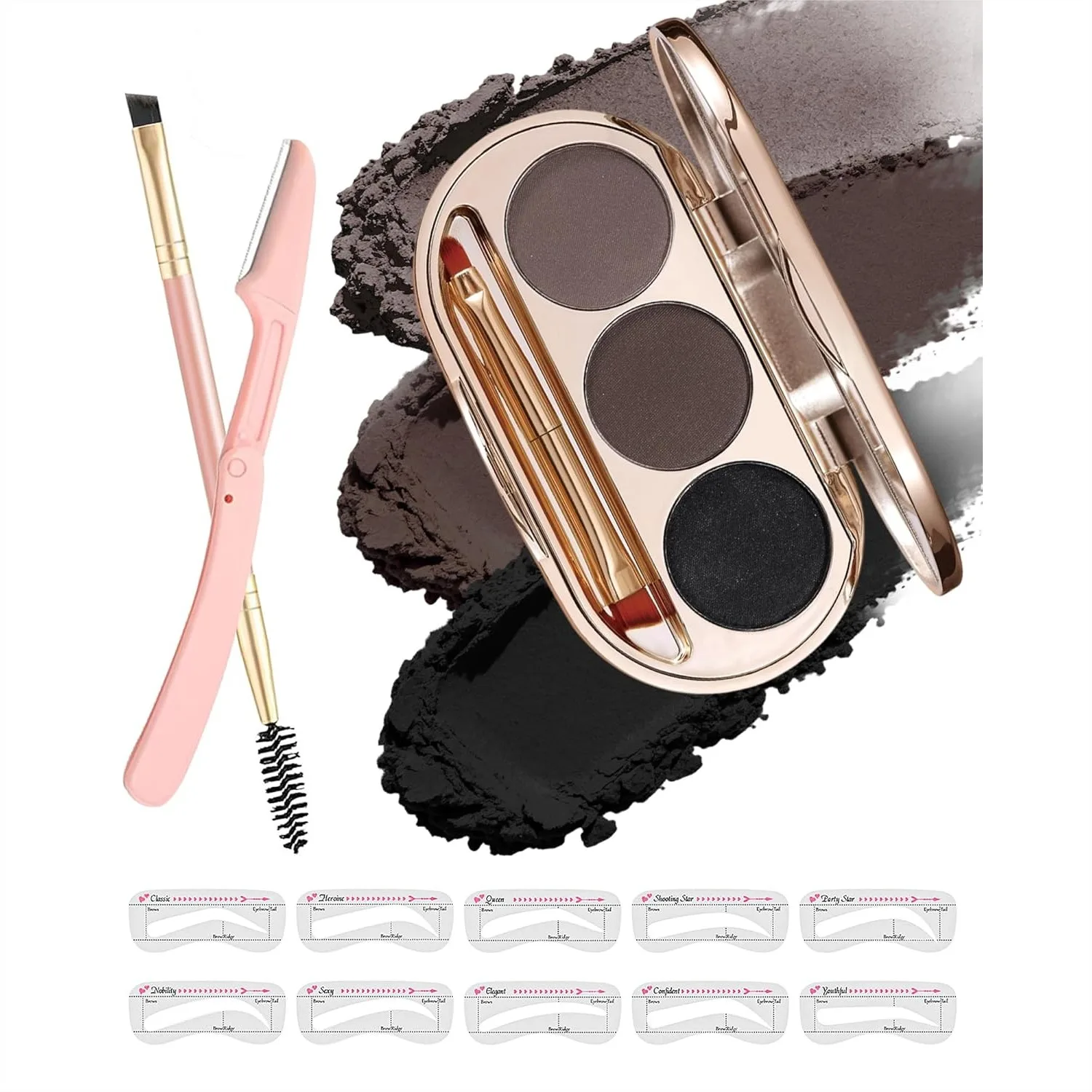 Waterproof Eyebrow Powder Kit - 3 Colors Long-Lasting Brow Palette with Brush, Razor & Stencil, Natural Tinting for Sparse Brows
Waterproof Eyebrow Powder Kit - 3 Colors Long-Lasting Brow Palette with Brush, Razor & Stencil, Natural Tinting for Sparse Brows