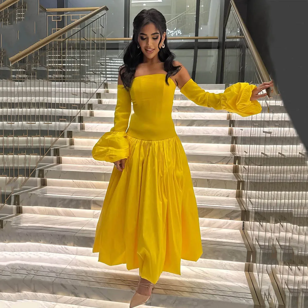 Msikoods Puffy Sleeve Yellow Evening Dresses Satin A Line Birthday Dress Midi Elegant Party Dress Wedding Guest Deess Customized
Msikoods Puffy Sleeve Yellow Evening Dresses Satin A Line Birthday Dress Midi Elegant Party Dress Wedding Guest Deess Customized