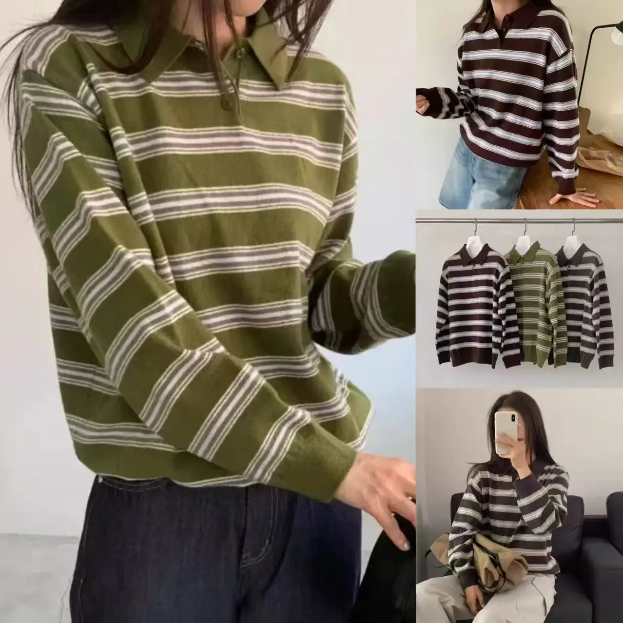 Color Blo Ne Long Sve Knitted Sweater Striped Base irt Siho Archive Korean Sle Loose Fit Soft Fabric Autumn W...
Color Blo Ne Long Sve Knitted Sweater Striped Base irt Siho Archive Korean Sle Loose Fit Soft Fabric Autumn W...