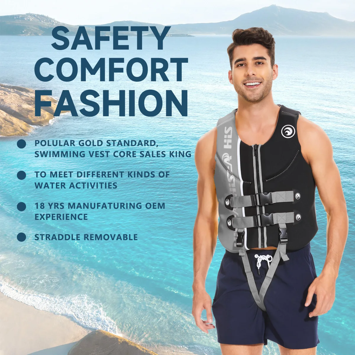 HISEA Outdoor Swimming Boating Skiing Sailing Diving Vest Survival Suit Neoprene Life Vest Safty Jacket PFD Buoyancy Aid.
HISEA Outdoor Swimming Boating Skiing Sailing Diving Vest Survival Suit Neoprene Life Vest Safty Jacket PFD Buoyancy Aid.