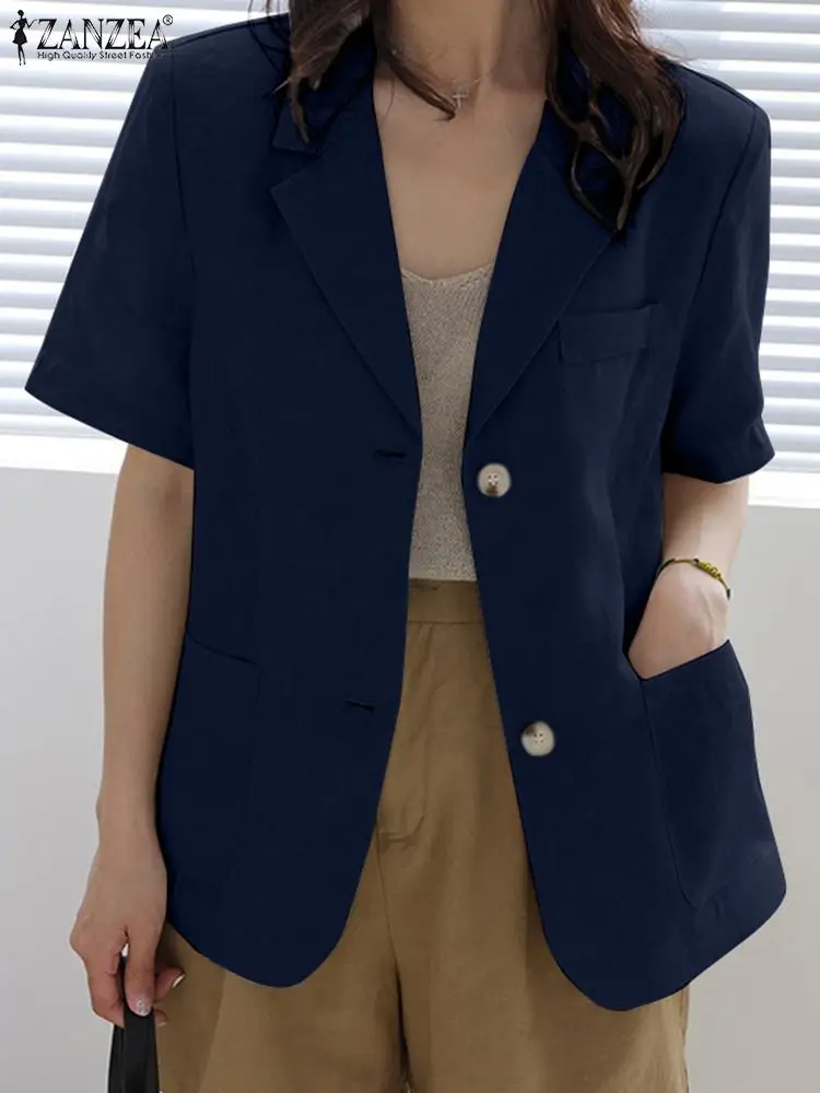 2023 ZANZEA Summer Women Vintage Blazer Half Sleeve Jackets Lapel Neck Solid Cotton Shirt Fashion Blusas OL Work Suits Oversized
2023 ZANZEA Summer Women Vintage Blazer Half Sleeve Jackets Lapel Neck Solid Cotton Shirt Fashion Blusas OL Work Suits Oversized