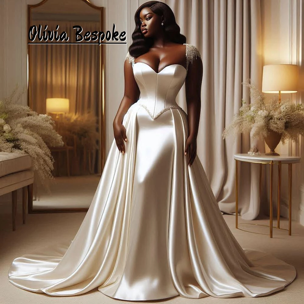 Graceful Sweep Train Wedding Gowns For Women 2025 Bride Luxury Beads Crystal Aso Ebi Style African Reception Dress Customized
Graceful Sweep Train Wedding Gowns For Women 2025 Bride Luxury Beads Crystal Aso Ebi Style African Reception Dress Customized