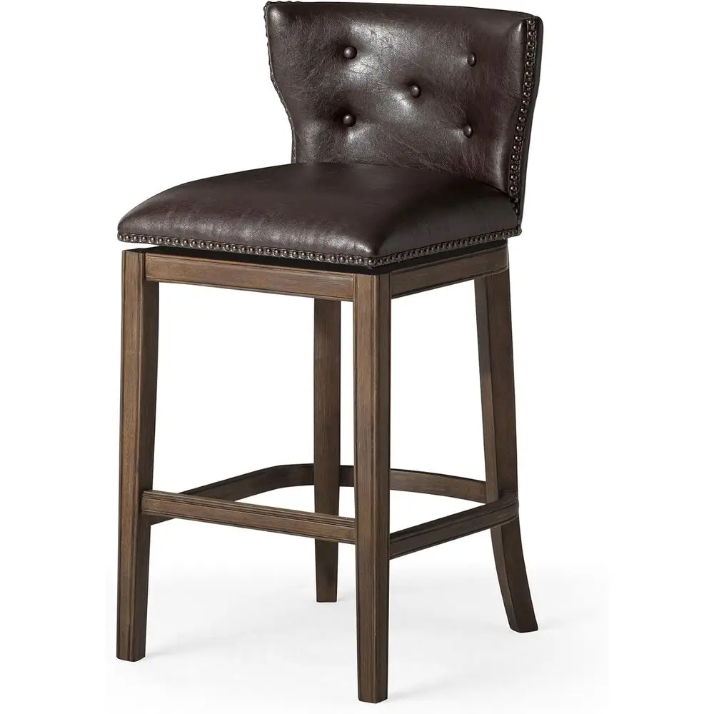 31 Inch High Bar Height Barstool with Low Back in Walnut Finish with Vegan Leather Upholstered Seat
31 Inch High Bar Height Barstool with Low Back in Walnut Finish with Vegan Leather Upholstered Seat