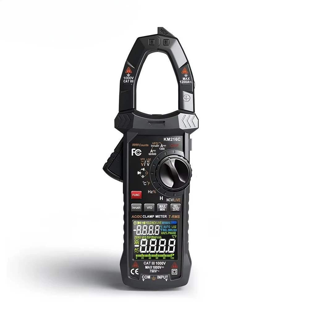 KM216C Professional True RMS Clamp Meter 1000V 1200A AC/DC Current Voltage Tester with NCV Temp Frequency Resistance Capacitance
KM216C Professional True RMS Clamp Meter 1000V 1200A AC/DC Current Voltage Tester with NCV Temp Frequency Resistance Capacitance