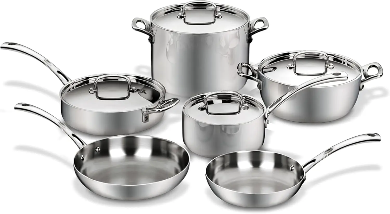 French Classic Tri-Ply Stainless 10-Piece Cookware Set, Silver
French Classic Tri-Ply Stainless 10-Piece Cookware Set, Silver