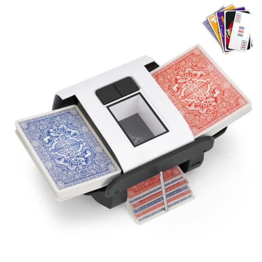 Automatic Card Shuffler for 1-2 Decks, Electric Playing Card Shuffler Machine, One Press Shuffling, Low Noise, Rechargeable and
Automatic Card Shuffler for 1-2 Decks, Electric Playing Card Shuffler Machine, One Press Shuffling, Low Noise, Rechargeable and