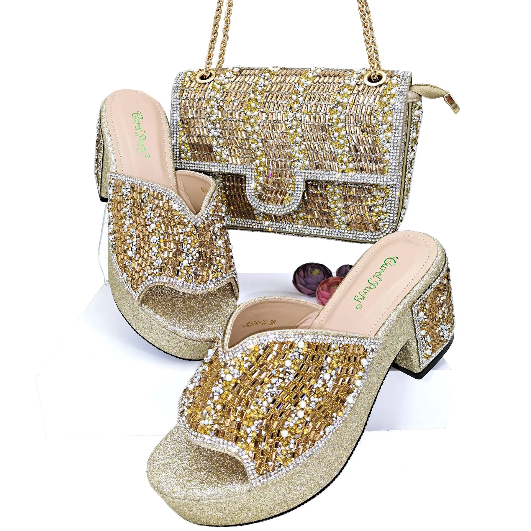 2023 Italian Design Fashion Gold Fish Mouth Shoes Casual Party Women's High Heel Shoes Open Heel Sandals Women's Shoe Bag Set
2023 Italian Design Fashion Gold Fish Mouth Shoes Casual Party Women's High Heel Shoes Open Heel Sandals Women's Shoe Bag Set