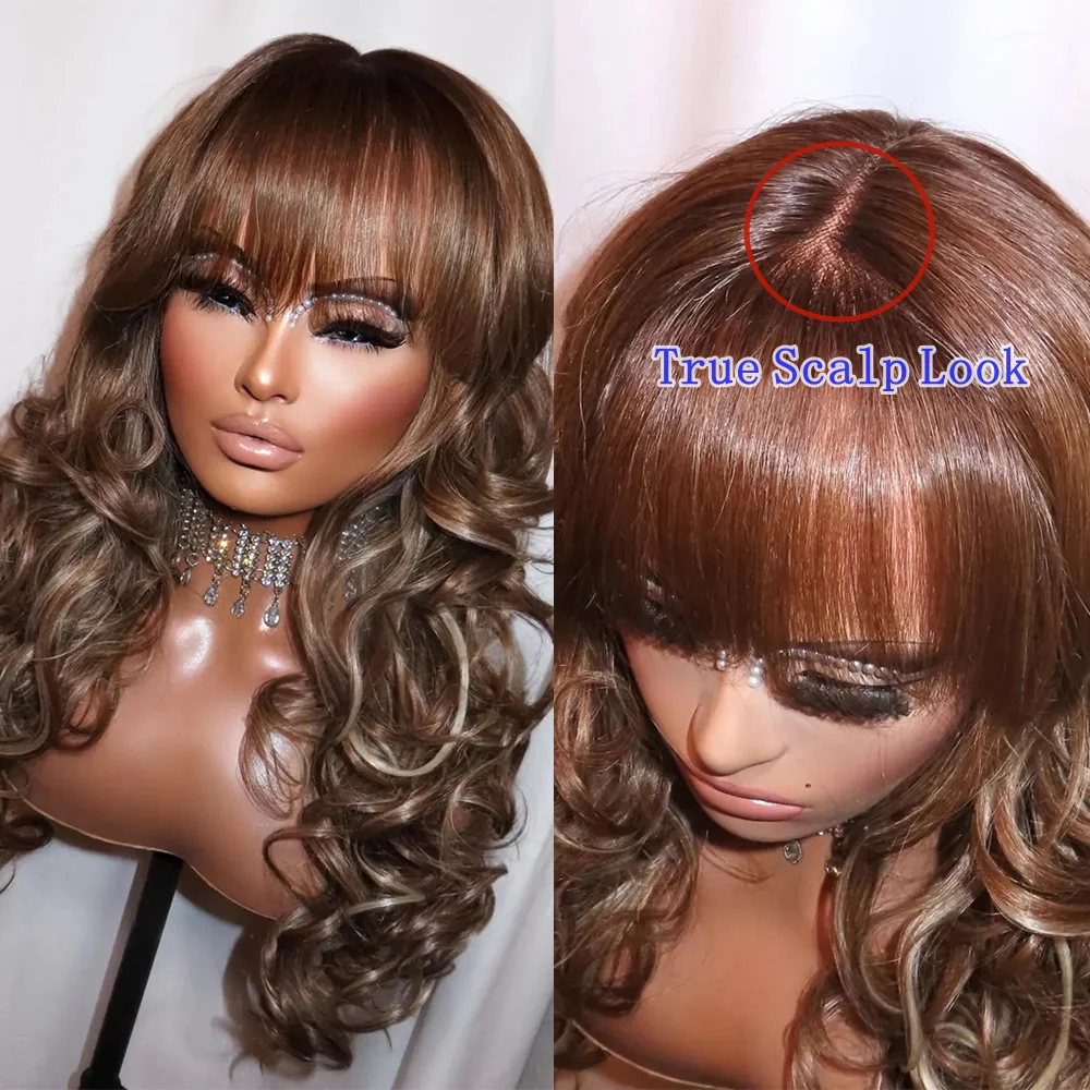 Light Brown Blonde Highlights Body Wave Wig with Bangs Synthetic Glueless HD Lace Front Wig Realistic Scalp Look High Heat Fibre
Light Brown Blonde Highlights Body Wave Wig with Bangs Synthetic Glueless HD Lace Front Wig Realistic Scalp Look High Heat Fibre
