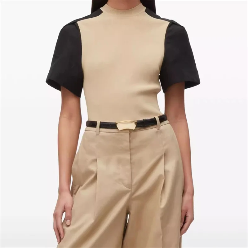 Sweaters for women 2024 Summer New in Contrast Panel Round Neck Pullover Elastic knitting Slim fit Blouse Top women y2k T-shirt
Sweaters for women 2024 Summer New in Contrast Panel Round Neck Pullover Elastic knitting Slim fit Blouse Top women y2k T-shirt