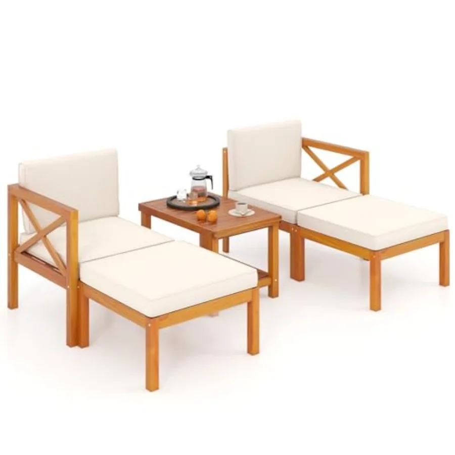 5 Pieces Acacia Wood Patio Chaise Lounge Chair Set with Ottomans and Cushions, Outdoor Patio Chairs Set with 2-Tier Coffee Tabl
5 Pieces Acacia Wood Patio Chaise Lounge Chair Set with Ottomans and Cushions, Outdoor Patio Chairs Set with 2-Tier Coffee Tabl