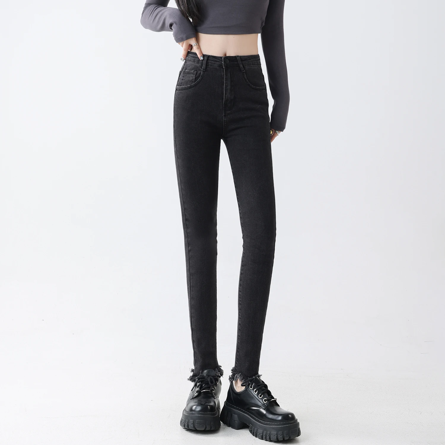 Women Skinny Stretch Pencil Jeans Vintage Black Dark Gray High Waist Denim Pants Spring Fall Korean Fashion Casual Jeans
Women Skinny Stretch Pencil Jeans Vintage Black Dark Gray High Waist Denim Pants Spring Fall Korean Fashion Casual Jeans