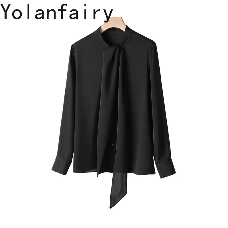 YOLANFAIRY 93% Real Mulberry Silk Shirts for Women Spring 2026 Elegant Solid Long Sleeve Shirt Woman Top Ribbon OL Blouses Trend
YOLANFAIRY 93% Real Mulberry Silk Shirts for Women Spring 2026 Elegant Solid Long Sleeve Shirt Woman Top Ribbon OL Blouses Trend