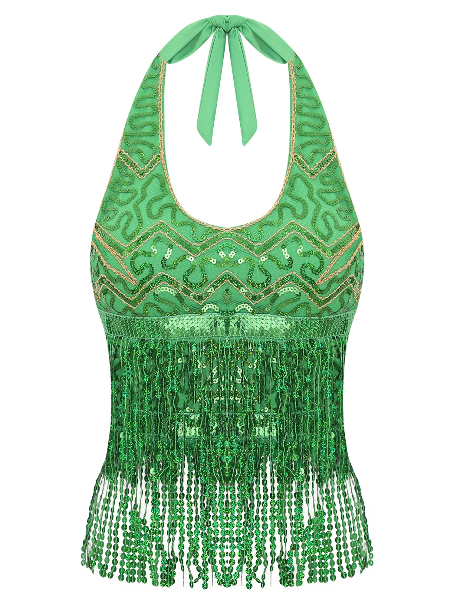 Women Belly Dance Lace-up Halter Sequin Tassel Crop Top And Harem Pants Long Bloomers Set for Training Performing Dance Outfits
Women Belly Dance Lace-up Halter Sequin Tassel Crop Top And Harem Pants Long Bloomers Set for Training Performing Dance Outfits