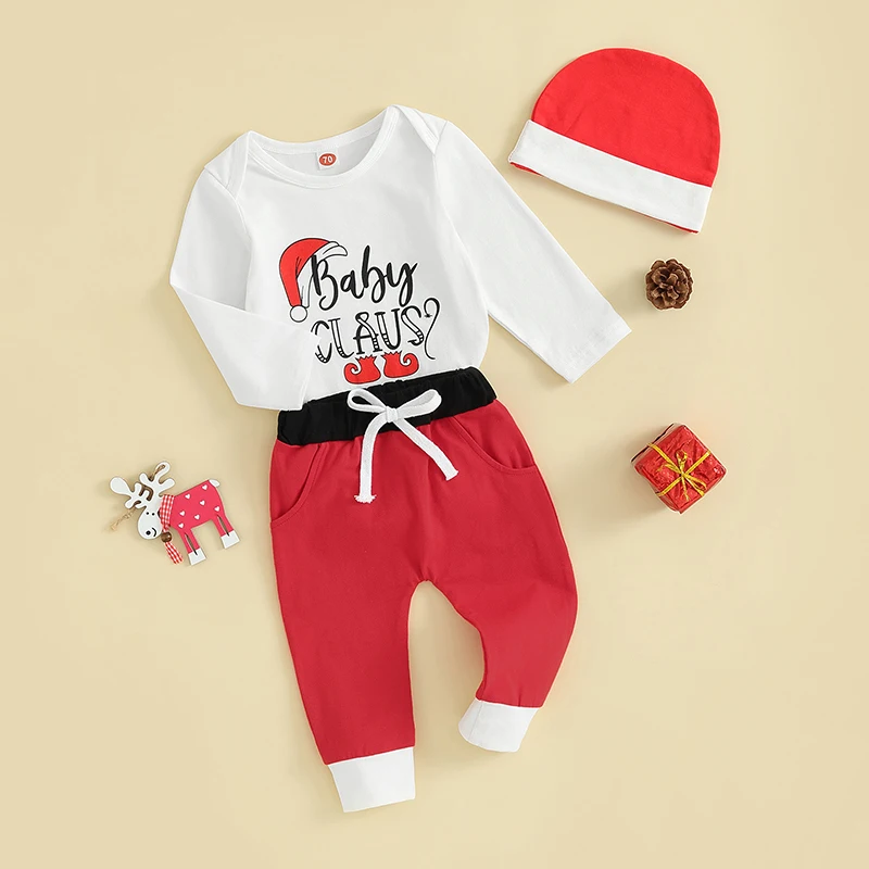 Toddler Baby's Clothes Boys 3PCS Pants Sets Long Sleeve Letter Santa Hat Print Romper Drawstring Pants Hat Children's Clothing
Toddler Baby's Clothes Boys 3PCS Pants Sets Long Sleeve Letter Santa Hat Print Romper Drawstring Pants Hat Children's Clothing