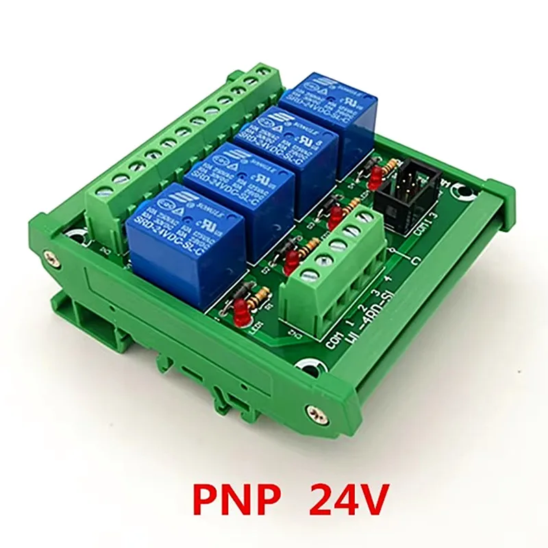 DIN Rail Mount 4 Channel PNP Type 24V 10A Power Relay Interface Module,SONGLE SRD-24VDC-SL-C Relay
DIN Rail Mount 4 Channel PNP Type 24V 10A Power Relay Interface Module,SONGLE SRD-24VDC-SL-C Relay