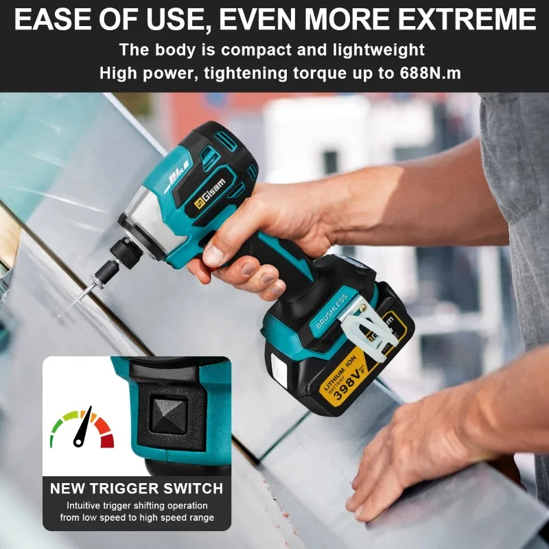 【Hot Item】688N.m 1/4'' Brushless Electric Screwdriver Cordless Screwdriver Electric Drill Impact Driver Kit for 18V Battery Pin
【Hot Item】688N.m 1/4'' Brushless Electric Screwdriver Cordless Screwdriver Electric Drill Impact Driver Kit for 18V Battery Pin