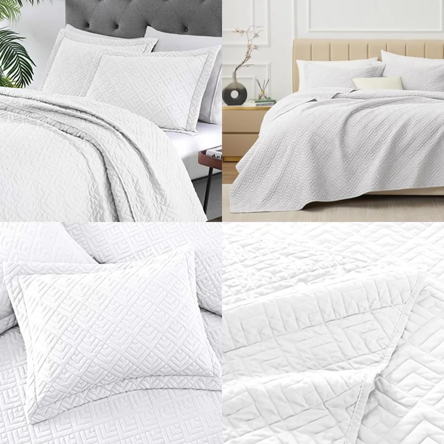 Quilt Set Full/Queen Size White 3 Piece,Lightweight Soft Coverlet Squares Pattern Bedspread Set for All Seasons(1 Quilt,2 Pillow Shams)
Quilt Set Full/Queen Size White 3 Piece,Lightweight Soft Coverlet Squares Pattern Bedspread Set for All Seasons(1 Quilt,2 Pillow Shams)