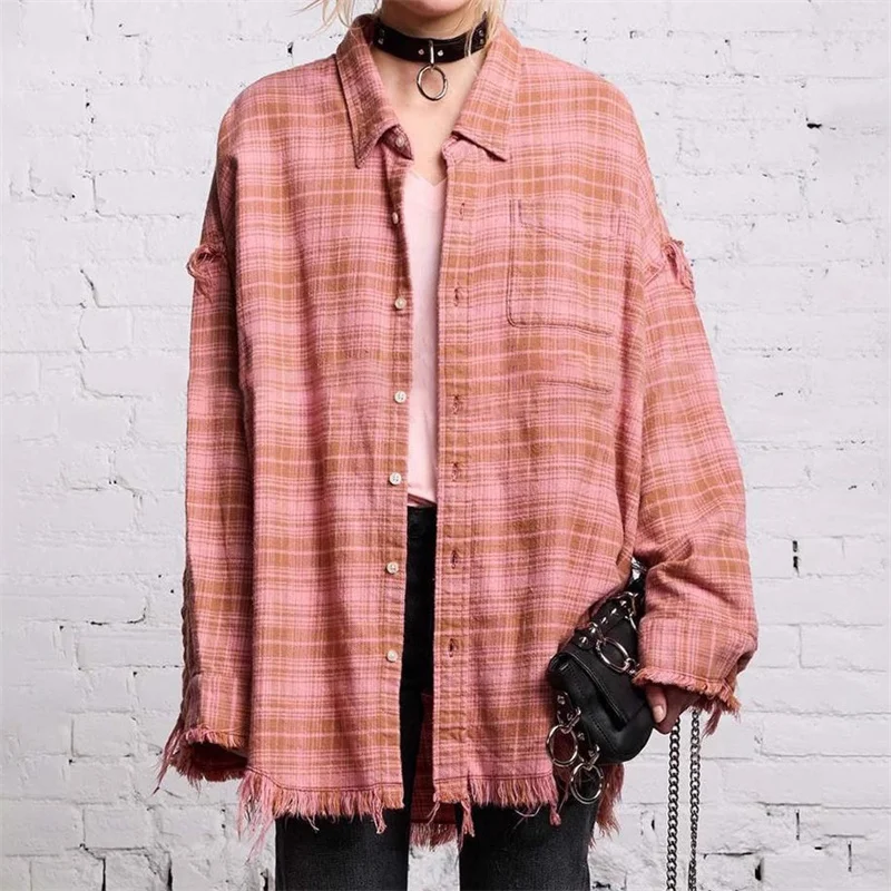 Women's shirt New retro pure cotton lapel long sleeved top for summer 2025 Wash and make old plaid Women's blouse tops for woman
Women's shirt New retro pure cotton lapel long sleeved top for summer 2025 Wash and make old plaid Women's blouse tops for woman