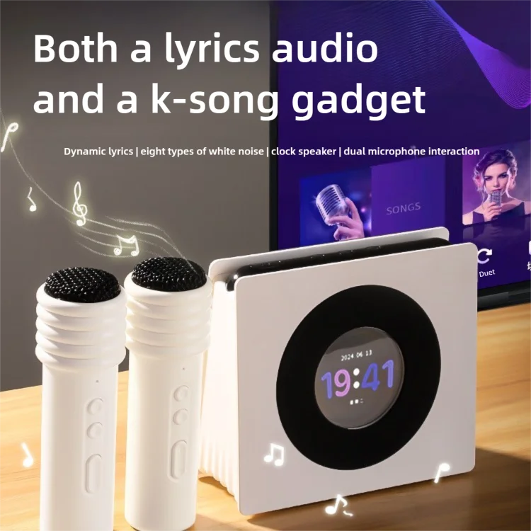 Wireless Bluetooth Speaker with Two Microphones Lyrics Display Portable Karaoke White Noise Singing Artifact for Birthday Gift
Wireless Bluetooth Speaker with Two Microphones Lyrics Display Portable Karaoke White Noise Singing Artifact for Birthday Gift