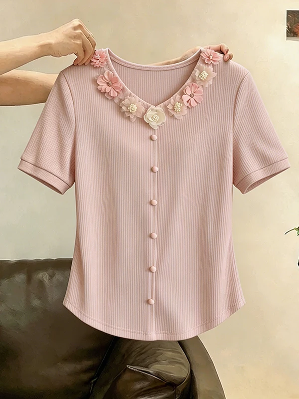 plus Size Heart Collar Embroidered Knitted Short Sleeve T-Shirt Women's Sweet School Style Waist Cinching Slimming Comfortabl...
plus Size Heart Collar Embroidered Knitted Short Sleeve T-Shirt Women's Sweet School Style Waist Cinching Slimming Comfortabl...