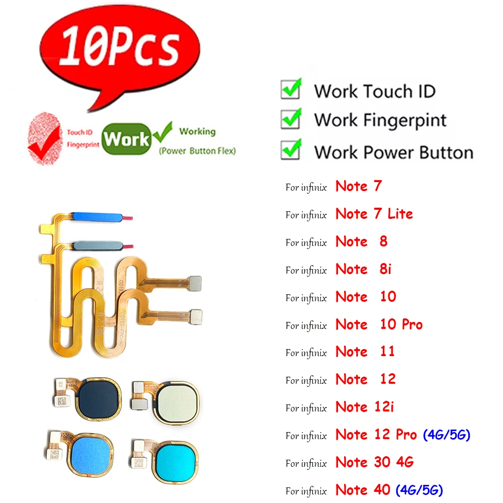 10Pcs,Fingerprint Home Button Touch ID Sensor Flex Cable Ribbon For infinix Note 7 Lite 8 8i 10 Pro 11 12i 12 Pro 30 40 4G 5G
10Pcs,Fingerprint Home Button Touch ID Sensor Flex Cable Ribbon For infinix Note 7 Lite 8 8i 10 Pro 11 12i 12 Pro 30 40 4G 5G