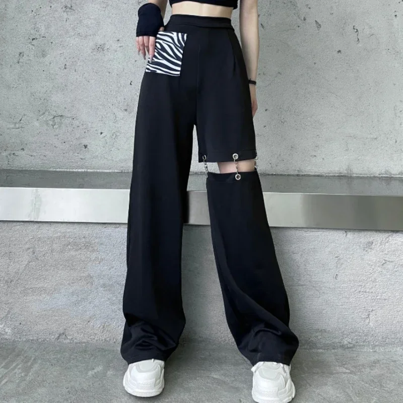2024 Women Pants Chain Hollow Out Wide Leg Pants Loose High Waist Casual Streetwear Cargo Pants Female
2024 Women Pants Chain Hollow Out Wide Leg Pants Loose High Waist Casual Streetwear Cargo Pants Female