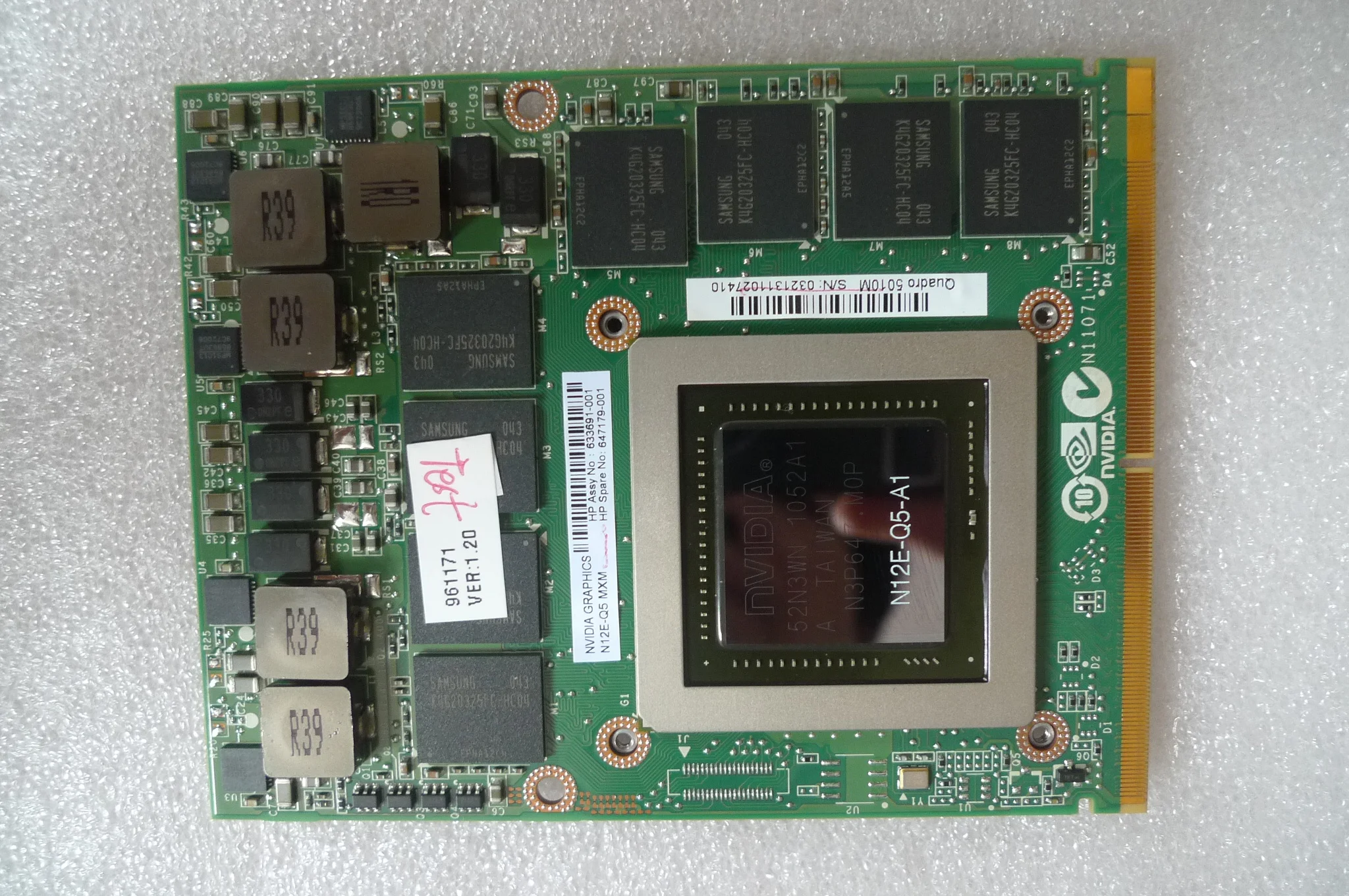Quadro 5010M Q5010M Q5010 Video VGA Graphic Card N12E-Q5-A1 GDDR5 4GB for Dell M6600 M6700 M6800 M15X HP 8760W 8770W 05pgk8
Quadro 5010M Q5010M Q5010 Video VGA Graphic Card N12E-Q5-A1 GDDR5 4GB for Dell M6600 M6700 M6800 M15X HP 8760W 8770W 05pgk8
