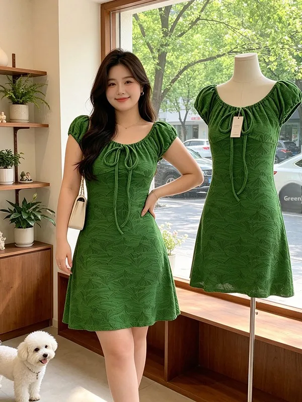 Summer 2026 plus Size Women's Dress Green A-Line Bubble Sleeve Waist-Cinched Design Casual Wear Standard Fit Short Sleeve
Summer 2026 plus Size Women's Dress Green A-Line Bubble Sleeve Waist-Cinched Design Casual Wear Standard Fit Short Sleeve