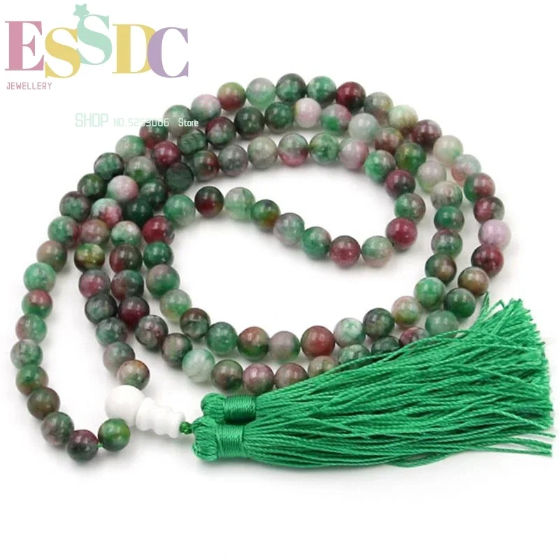 Fancy 8mm Natural Red-Green Stone Beaded Buddhist 108 Prayer Bracelet Tassel Yoga Necklace Female Meditation Jewelry Wholesale
Fancy 8mm Natural Red-Green Stone Beaded Buddhist 108 Prayer Bracelet Tassel Yoga Necklace Female Meditation Jewelry Wholesale