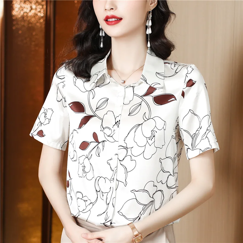 Blouse Women Short Sleeve Stylish Small Shirt Summer New Vintage Printed Mulberry Shirt
Blouse Women Short Sleeve Stylish Small Shirt Summer New Vintage Printed Mulberry Shirt