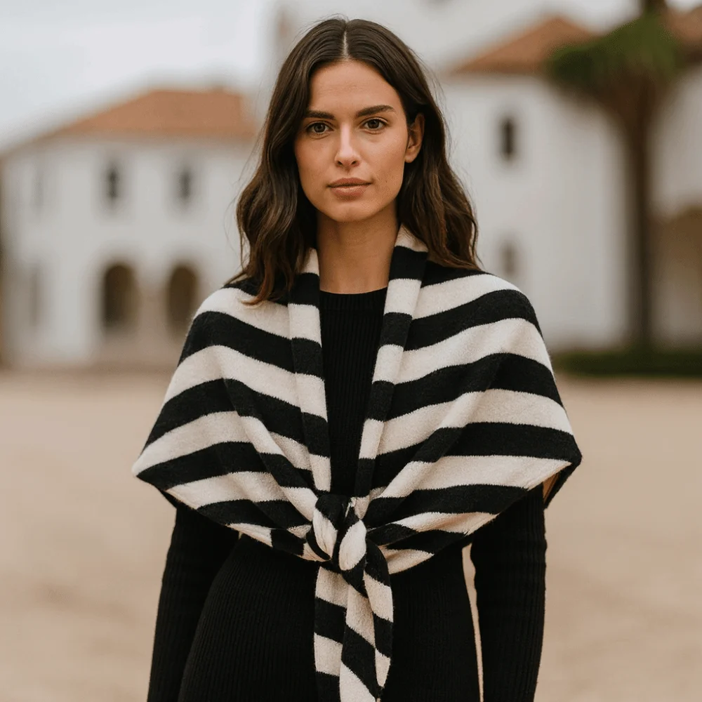 Elegant Korean Style Striped Scarf Cashmere Knitted Triangle Scarf Neck Warmer Thickened Cape Wraps Outdoor
Elegant Korean Style Striped Scarf Cashmere Knitted Triangle Scarf Neck Warmer Thickened Cape Wraps Outdoor