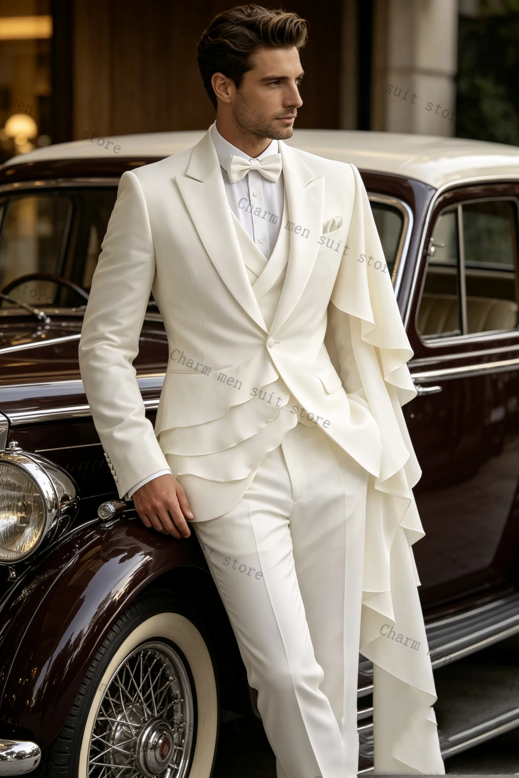 White Wrap Cape Men Suits Set 2 Pcs Blazer+Cotton Pants Trouser Ruffles Wedding Tuxedo Formal Office Business Groom Jacket Coat
White Wrap Cape Men Suits Set 2 Pcs Blazer+Cotton Pants Trouser Ruffles Wedding Tuxedo Formal Office Business Groom Jacket Coat