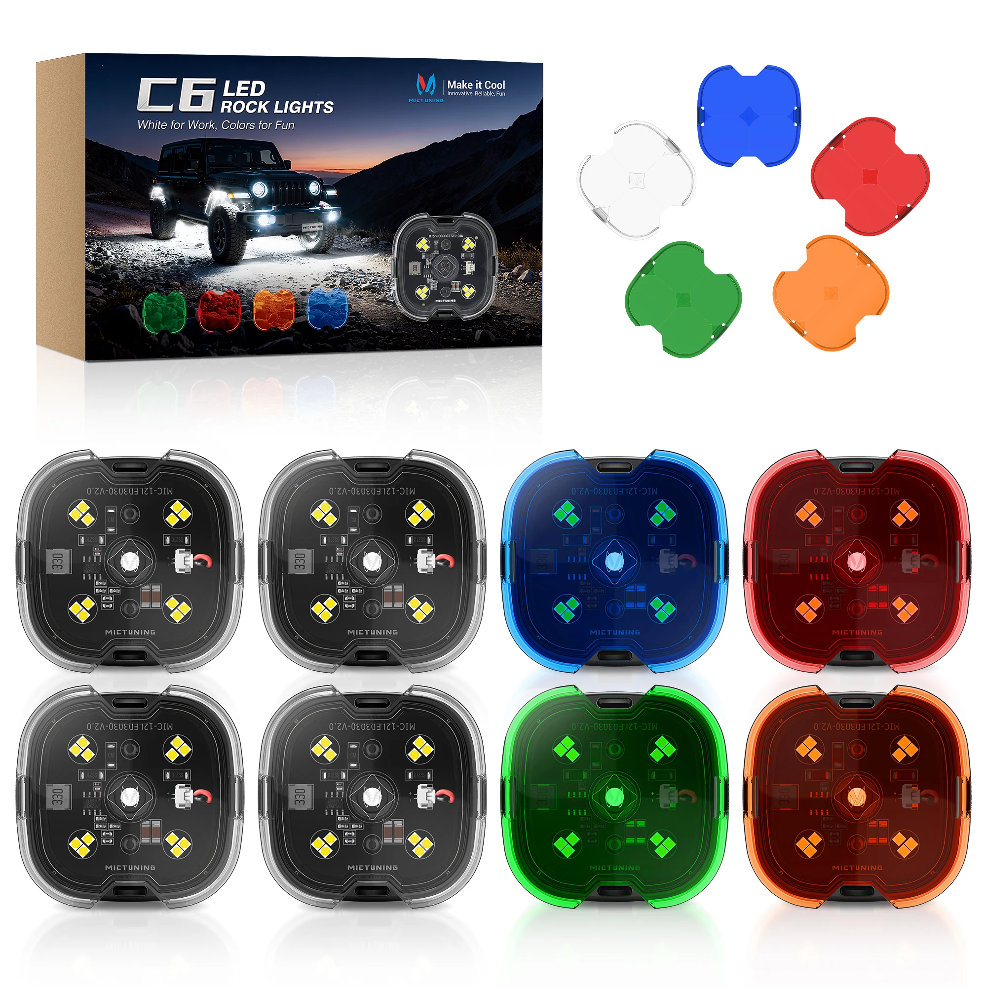Комплект внедорожных светодиодных фонарей MICTUNING C6 Rock Lights 4Pod/8Pod, 1000 лм, яркий, многофункциональный, с изменяемым режимом освещения (точечный/рассеянный)
Комплект внедорожных светодиодных фонарей MICTUNING C6 Rock Lights 4Pod/8Pod, 1000 лм, яркий, многофункциональный, с изменяемым режимом освещения (точечный/рассеянный)