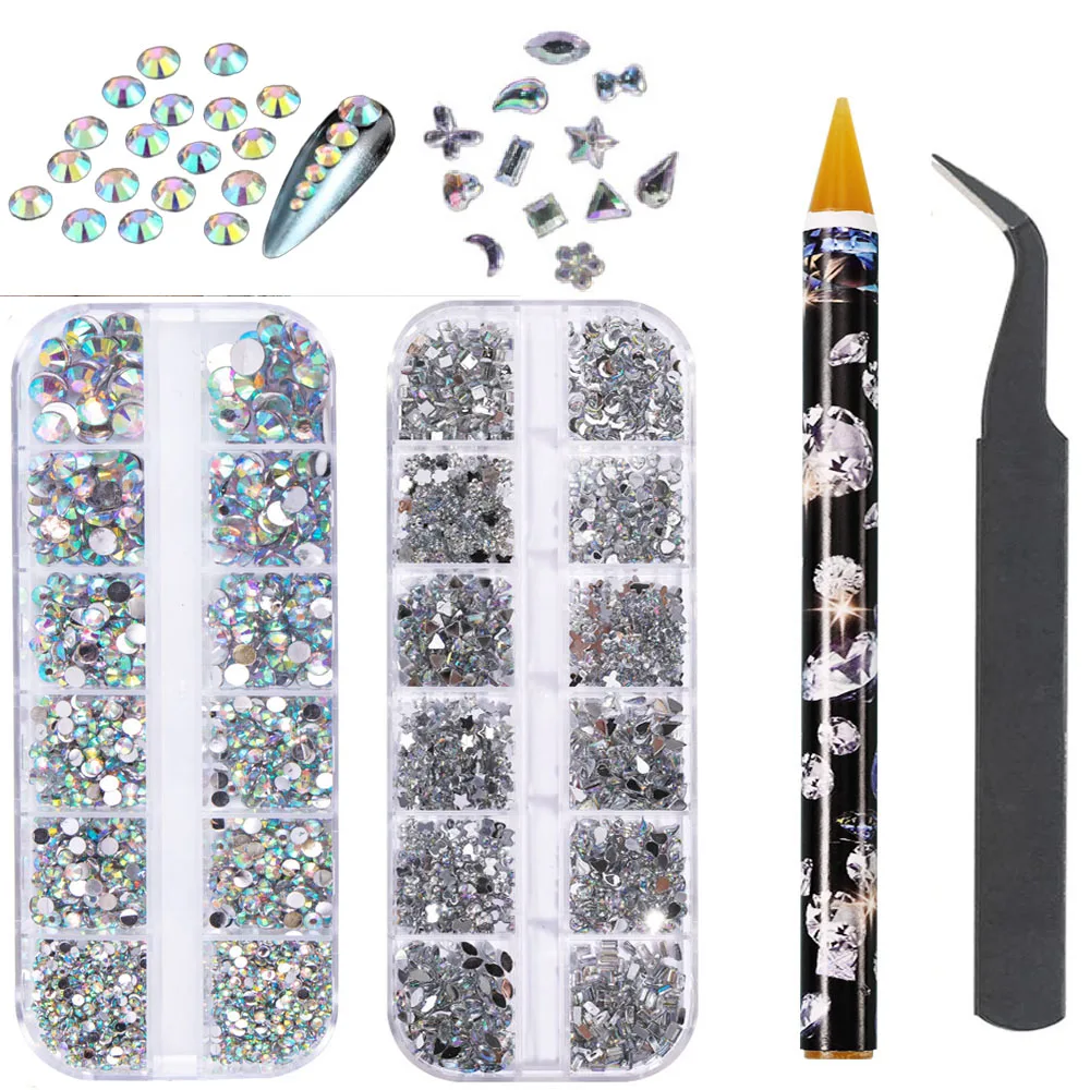 4Pcs/Set Nails Art Accesorios-3D Glass Synthetic Crystals Nail Charms+Shiny Multi Shape Flatback Nail Rhinestones+Picker&Tweezer
4Pcs/Set Nails Art Accesorios-3D Glass Synthetic Crystals Nail Charms+Shiny Multi Shape Flatback Nail Rhinestones+Picker&Tweezer