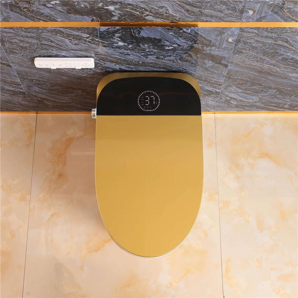 Luxury Modern Intelligent Smart Toilet, Gold Electric Bidet Heated Commode Bowl, Automatic WC with Remote Control for Bathroom
Luxury Modern Intelligent Smart Toilet, Gold Electric Bidet Heated Commode Bowl, Automatic WC with Remote Control for Bathroom