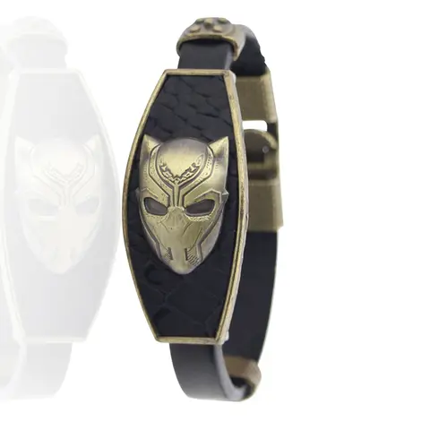 Marvel superhéroe vengadores pulsera pantera negra pulsera de cuero accesorios regalos