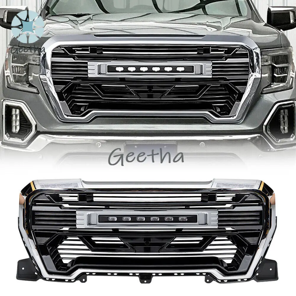 Chrome & Black car grills Front Armor Style Grille Bumper Grill with Off-Road LED Lights For 2019 2020 2021 GMC Sierra 1500 NEW
Chrome & Black car grills Front Armor Style Grille Bumper Grill with Off-Road LED Lights For 2019 2020 2021 GMC Sierra 1500 NEW