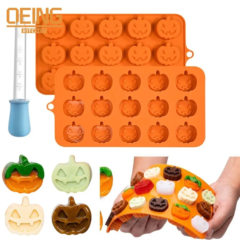 Pumpkin Candy Silicone Mold for Halloween Pumpkin Chocolate Candy Soft Jelly Cake Dessert Kitchen Baking Mold With Dropper 
Pumpkin Candy Silicone Mold for Halloween Pumpkin Chocolate Candy Soft Jelly Cake Dessert Kitchen Baking Mold With Dropper