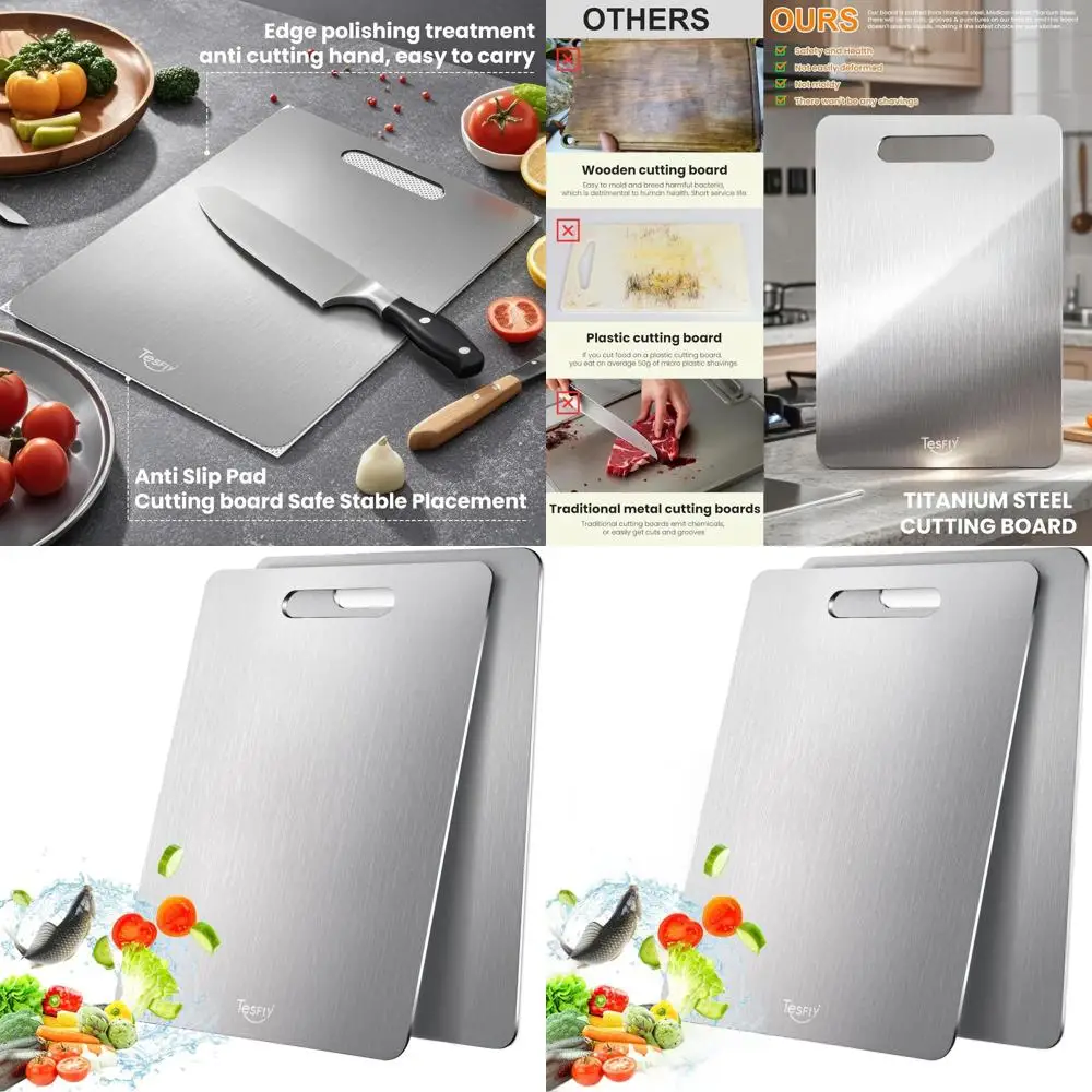 Pure Titanium Double-Sided Cutting Board Set, 15x11 Inches, Ideal for Meat, Fruits, and Vegetables, Easy Clean Kitchen Tool
Pure Titanium Double-Sided Cutting Board Set, 15x11 Inches, Ideal for Meat, Fruits, and Vegetables, Easy Clean Kitchen Tool