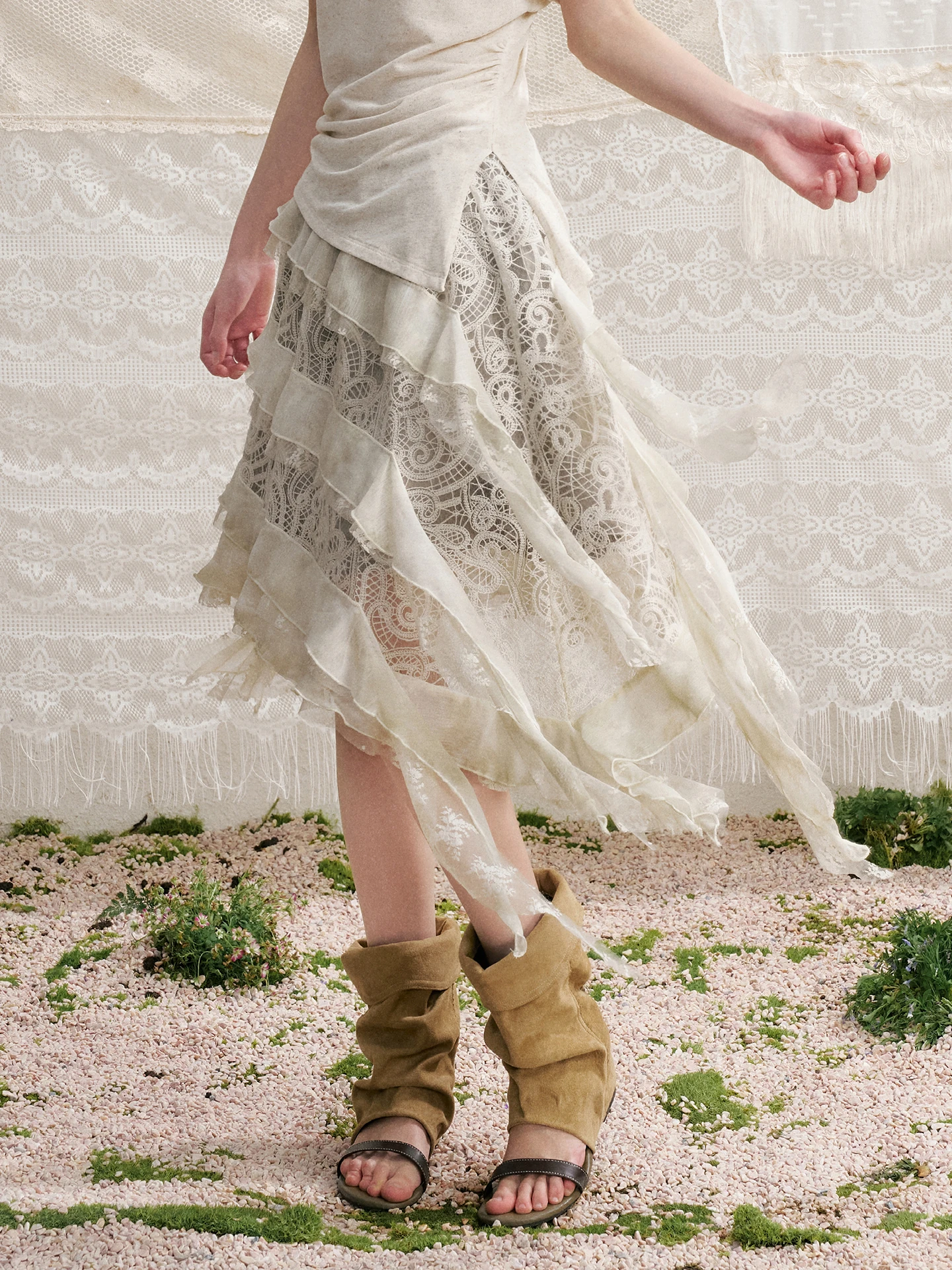 Romantic Ruffle Hem Asymmetrical Skirt Women's mid Waist Lace Cotton Blend Summer New Style Street Fashion Half Body Skirt
Romantic Ruffle Hem Asymmetrical Skirt Women's mid Waist Lace Cotton Blend Summer New Style Street Fashion Half Body Skirt