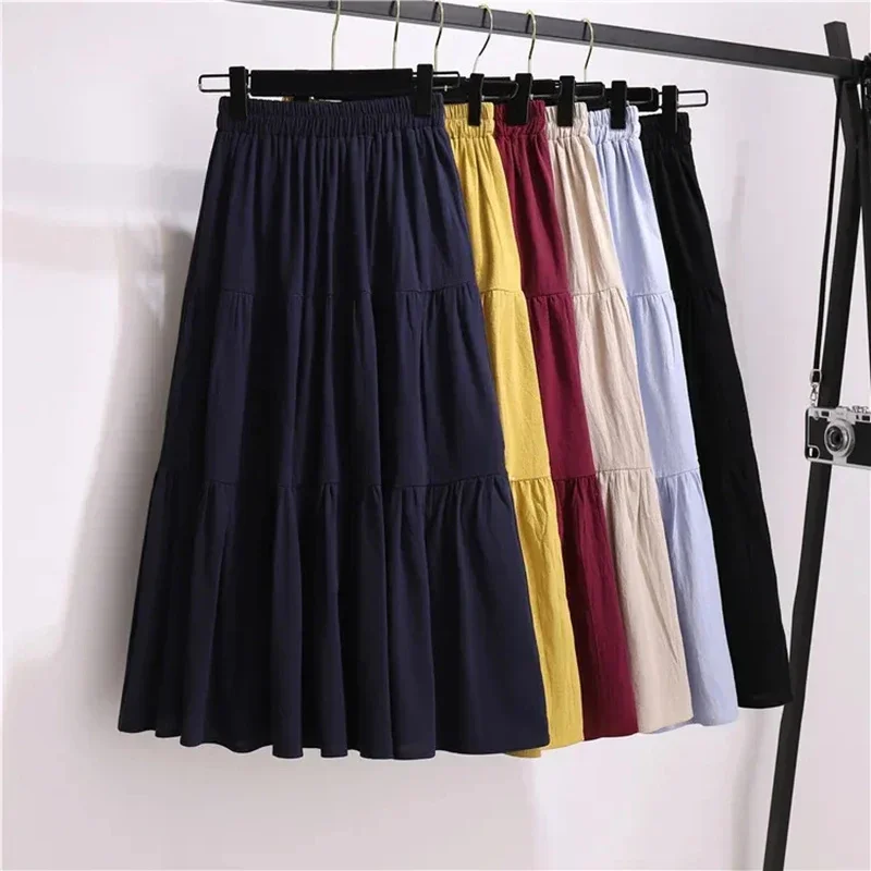 Women Casual Cotton Linen Skirts Spring Summer Solid Color High Waist A-line Midi Skirts Korean Fashion Femme Faldas Mujer P523
Women Casual Cotton Linen Skirts Spring Summer Solid Color High Waist A-line Midi Skirts Korean Fashion Femme Faldas Mujer P523