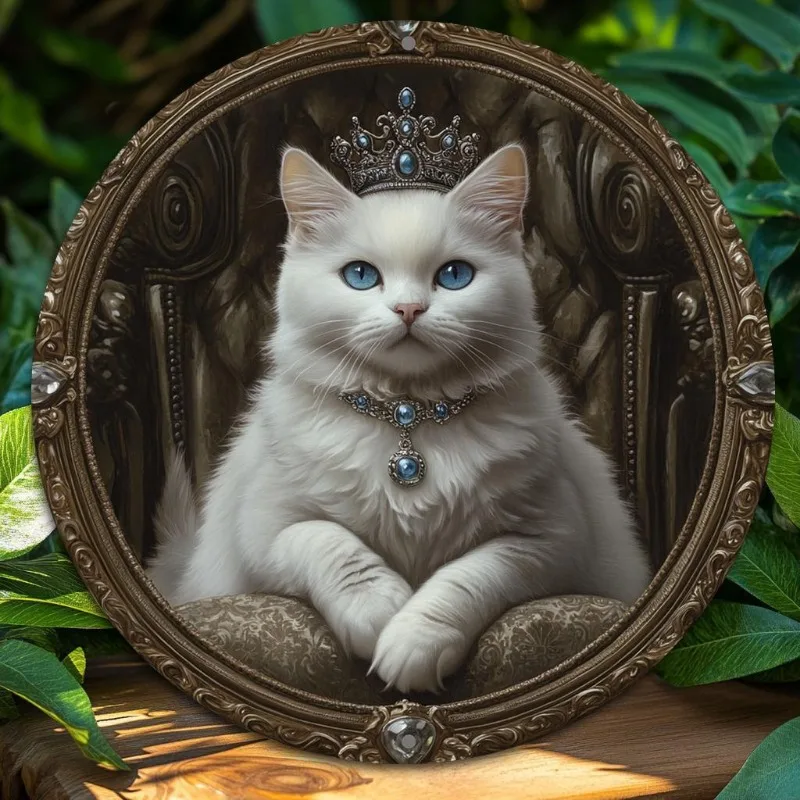 Cat Crown Themed Aluminum Wall Art, Waterproof Round Metal Sign, High Color Accuracy, with 2D Flat Print for Home, Office Decor
Cat Crown Themed Aluminum Wall Art, Waterproof Round Metal Sign, High Color Accuracy, with 2D Flat Print for Home, Office Decor