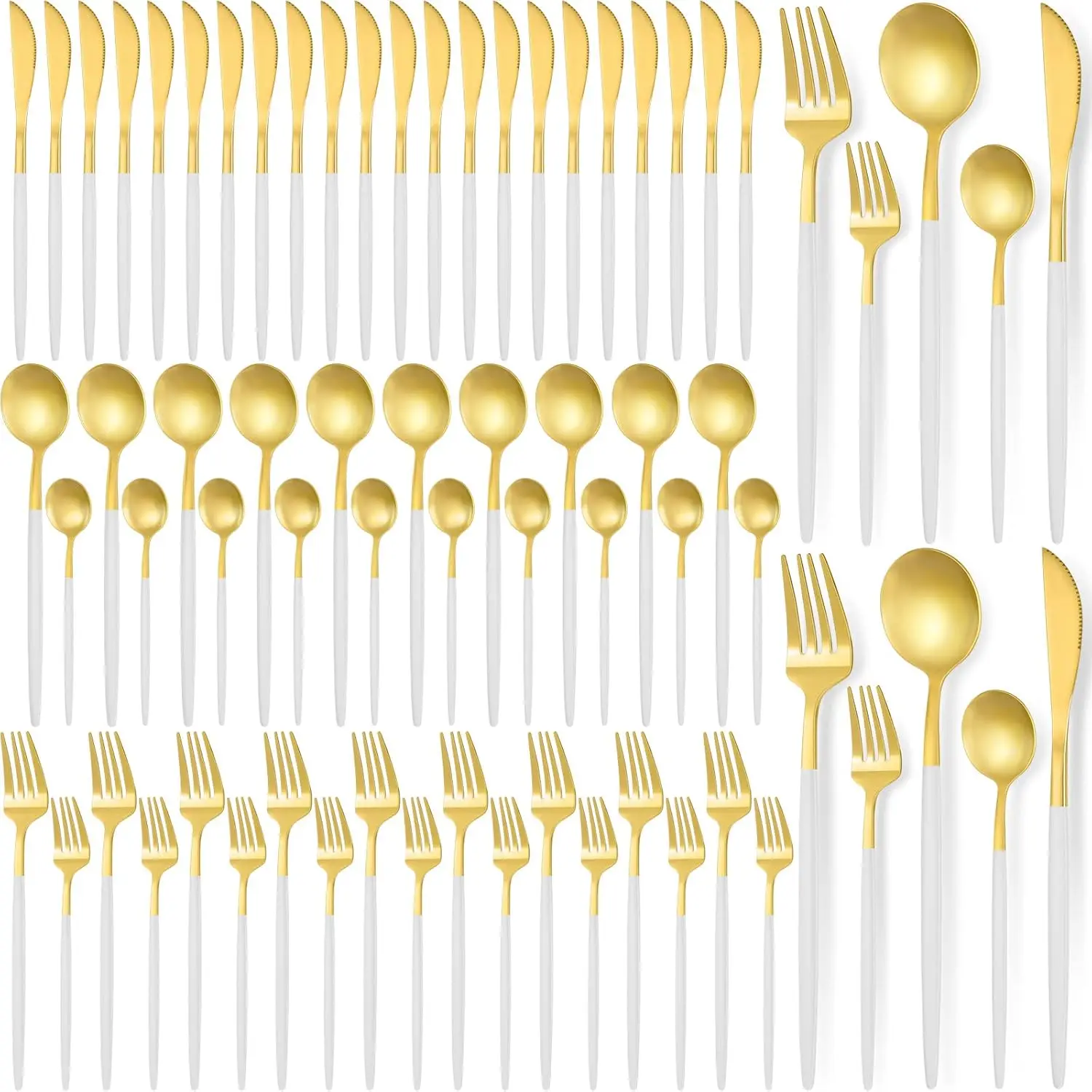 60-Piece Stainless Steel Flatware Set for 12, Silverware Cutlery Utensils in White Gold Finish
60-Piece Stainless Steel Flatware Set for 12, Silverware Cutlery Utensils in White Gold Finish