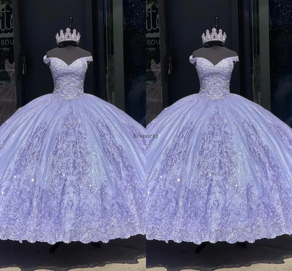 2025 Lilac Bling Quinceanera Dresses Off The Shoulder Embroidered Appliqued Beaded Princess Ball Gown Sweet 16 Dress Vestidos
2025 Lilac Bling Quinceanera Dresses Off The Shoulder Embroidered Appliqued Beaded Princess Ball Gown Sweet 16 Dress Vestidos