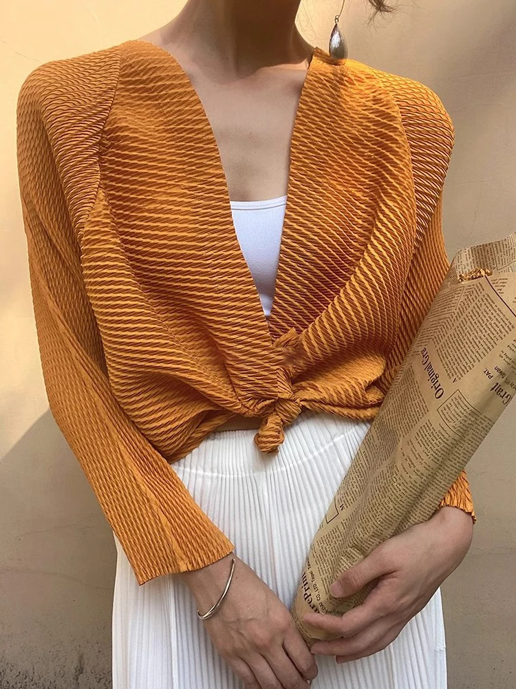 Casual Short Outerwear Women's Turn-down Collar Long Sleeve Folds Summer 2026 Elegant Versatile Commute Style Silk Top
Casual Short Outerwear Women's Turn-down Collar Long Sleeve Folds Summer 2026 Elegant Versatile Commute Style Silk Top
